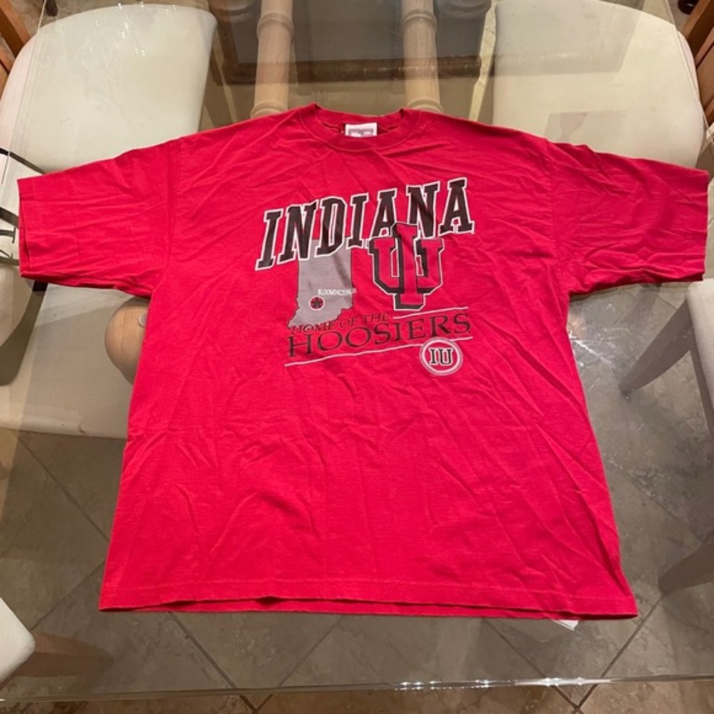 Indiana Hoosiers T Shirt Crable Sportswear XL‎ Red 100% Cotton Made In USA